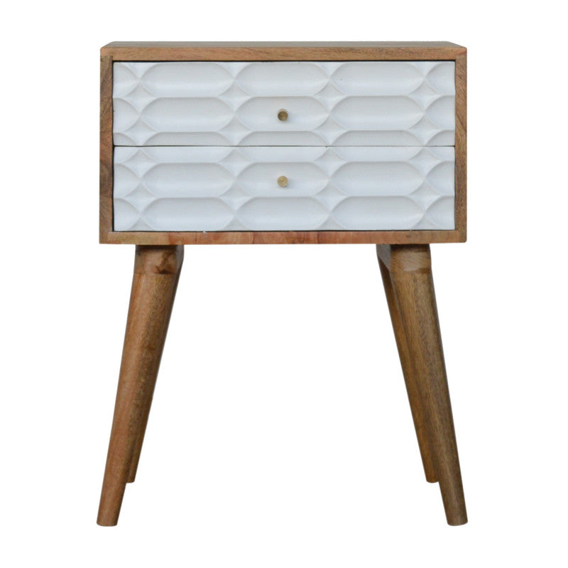 Mango Wood Capsule Carved Bedside Table