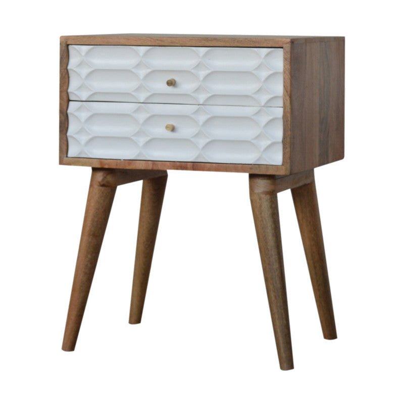Mango Wood Capsule Carved Bedside Table