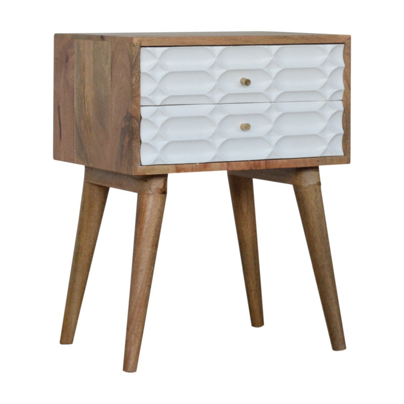 Mango Wood Capsule Carved Bedside Table