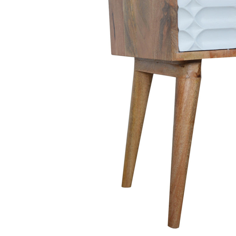 Mango Wood Capsule Carved Bedside Table