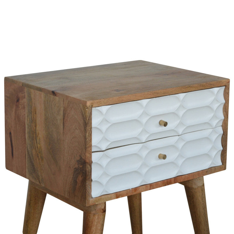 Mango Wood Capsule Carved Bedside Table