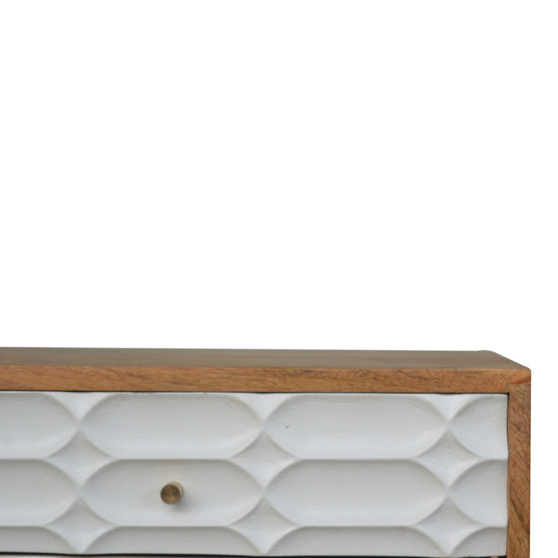 Mango Wood Capsule Carved Bedside Table