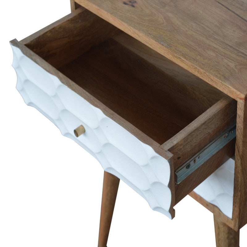 Mango Wood Capsule Carved Bedside Table