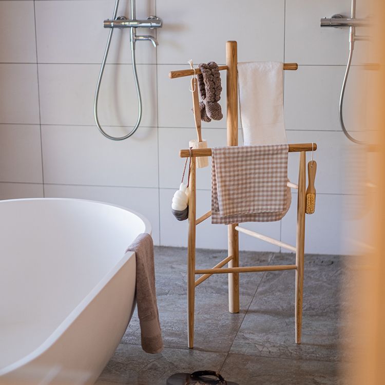 Ash Wood Freestanding Towel Rack