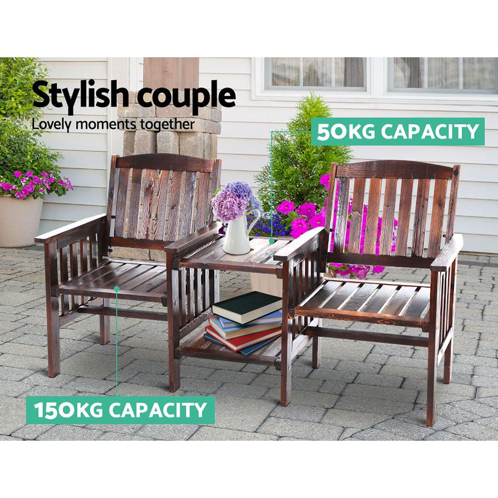 Fir Wood Outdoor Garden Bench Loveseat