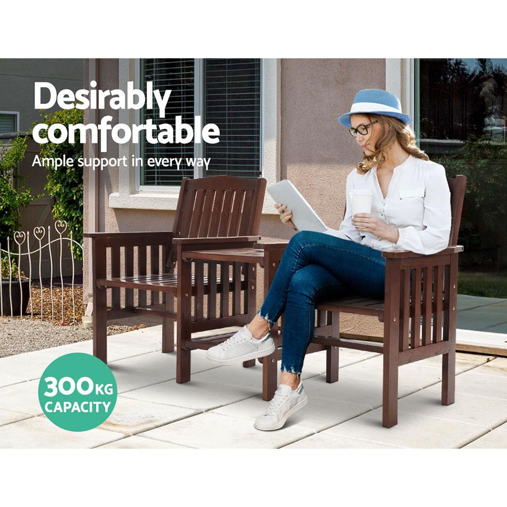Fir Wood Outdoor Garden Bench Loveseat