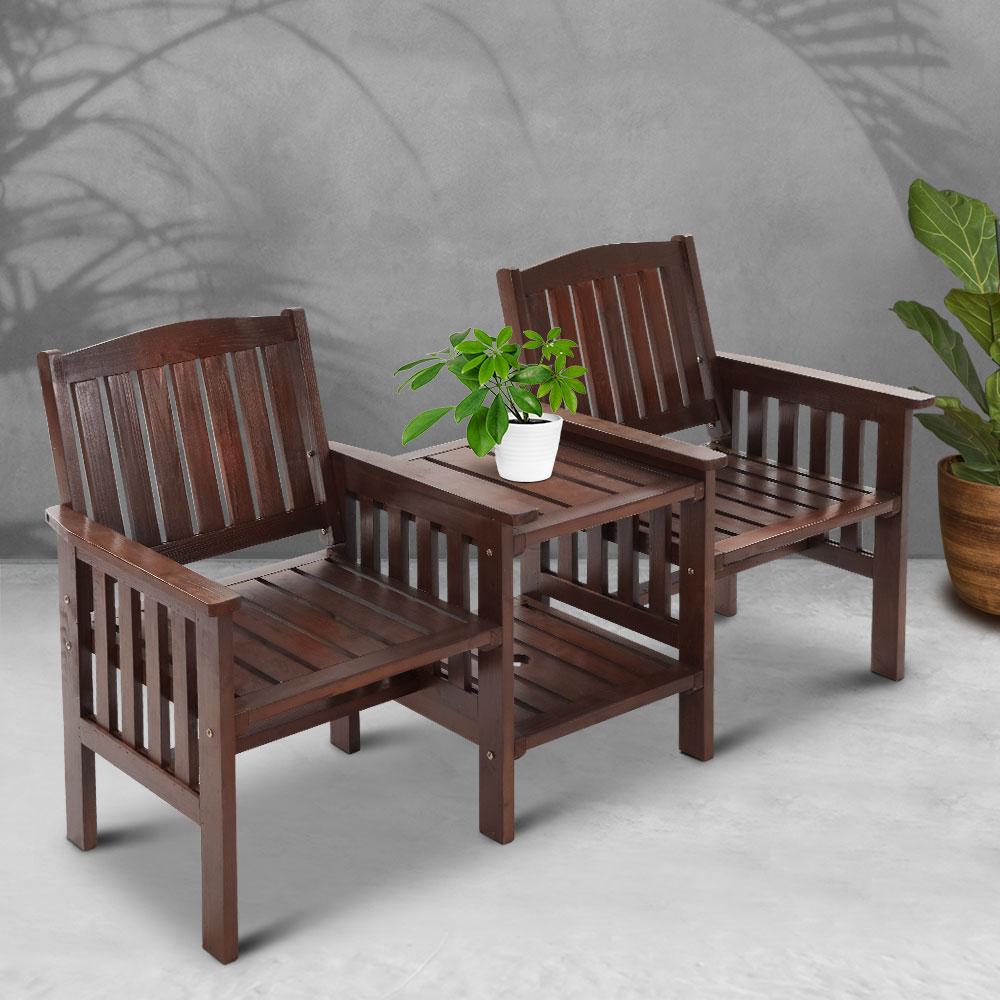 Fir Wood Outdoor Garden Bench Loveseat