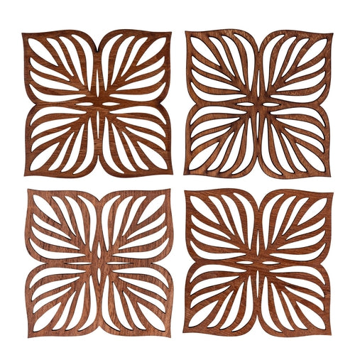 Botanical Teak Wood Coasters