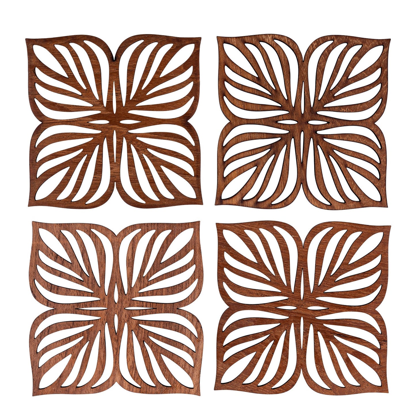 Botanical Teak Wood Coasters