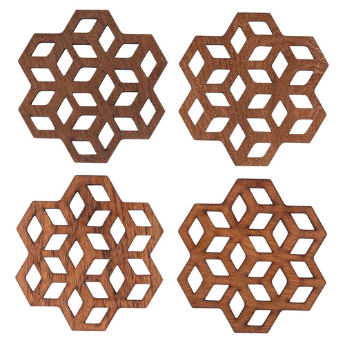 Teak Wood Designer Coasters