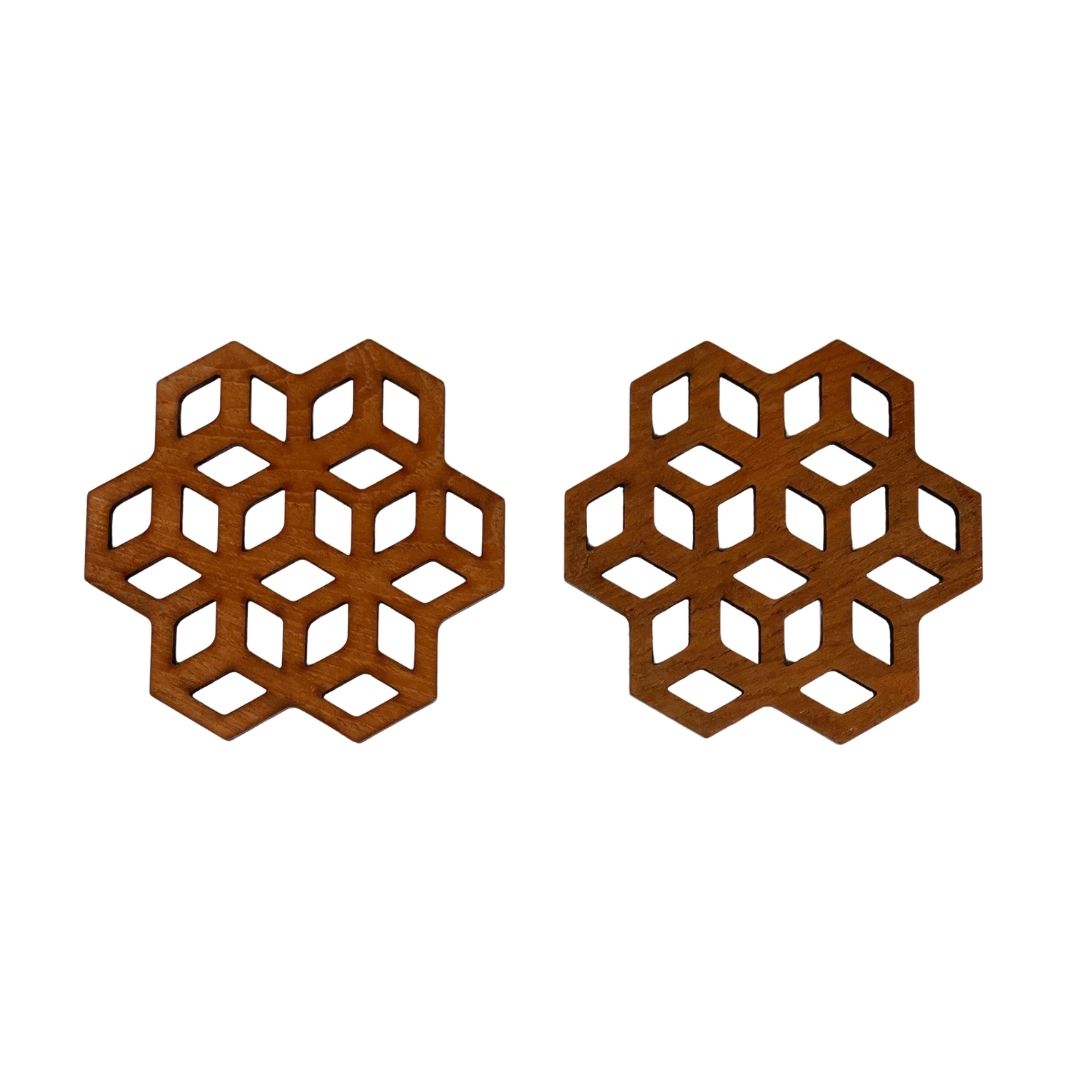 Teak Wood Designer Coasters