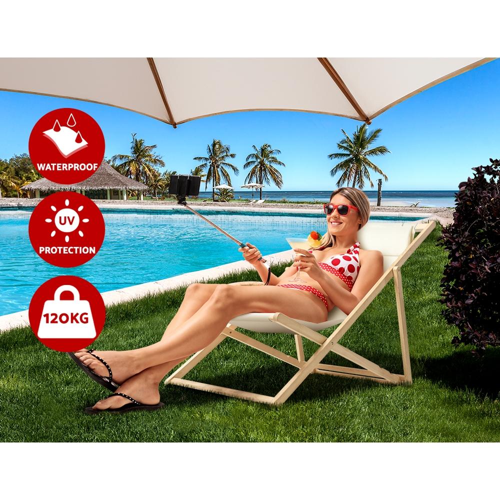 Poplar Wood Outdoor Sun Lounge Chair