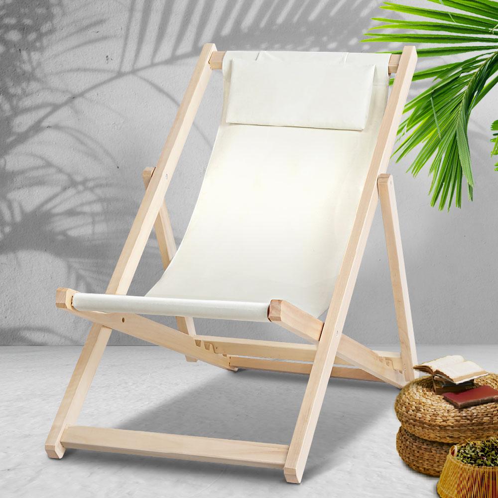 Poplar Wood Outdoor Sun Lounge Chair