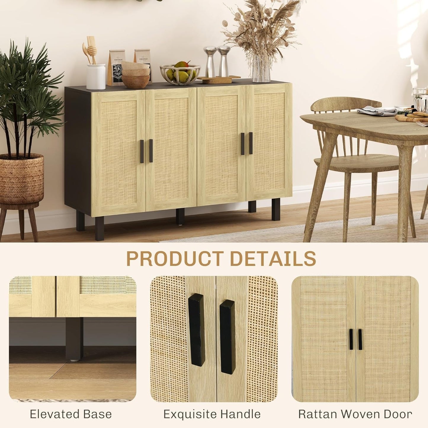 Wooden Coffee Bar Sideboard Cabinet