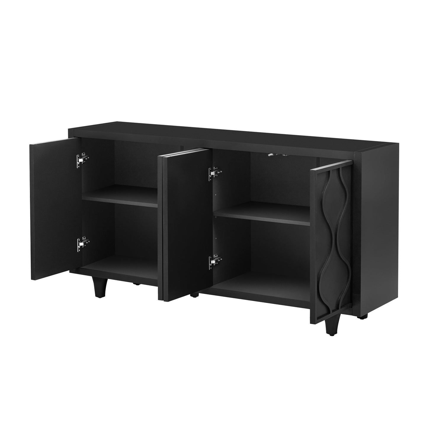 Stylish Wooden Sideboard Cabinet with Embossed Curved Doors