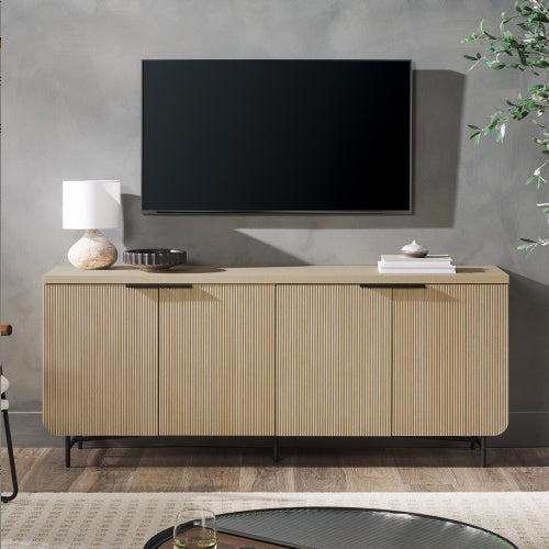 Modern Fluted-Door Minimalist Wooden Storage Sideboard