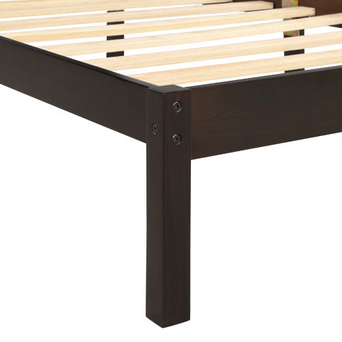 Twin Size Platform Bed Frame With Headboard & Wood Slat Support