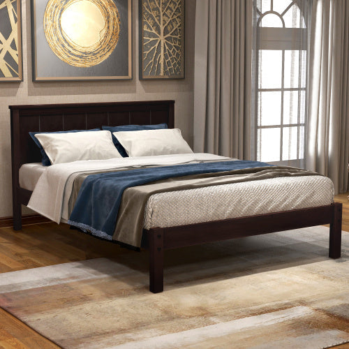 Twin Size Platform Bed Frame With Headboard & Wood Slat Support