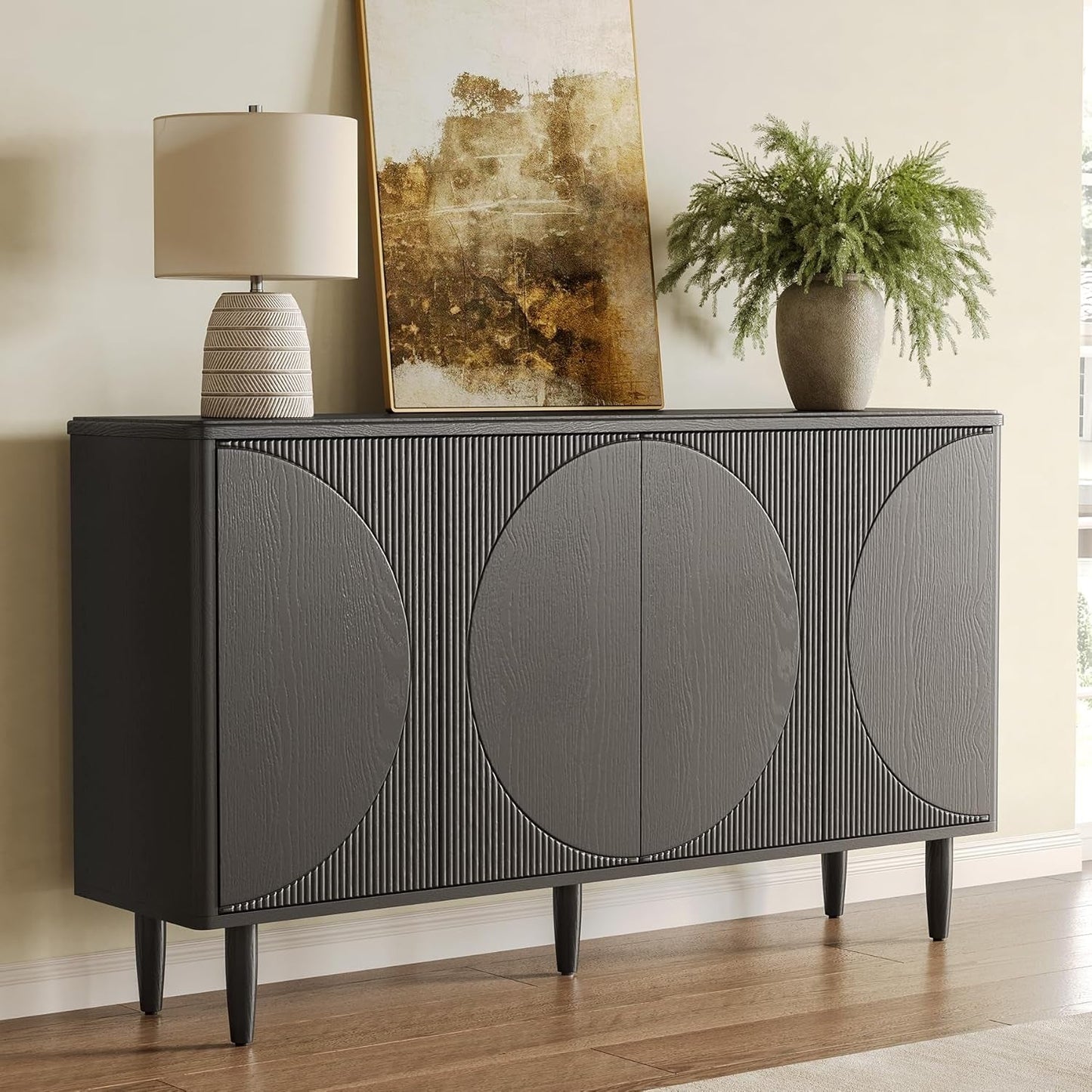 Modern Wooden 59-Inch Sideboard Buffet Table with Storage