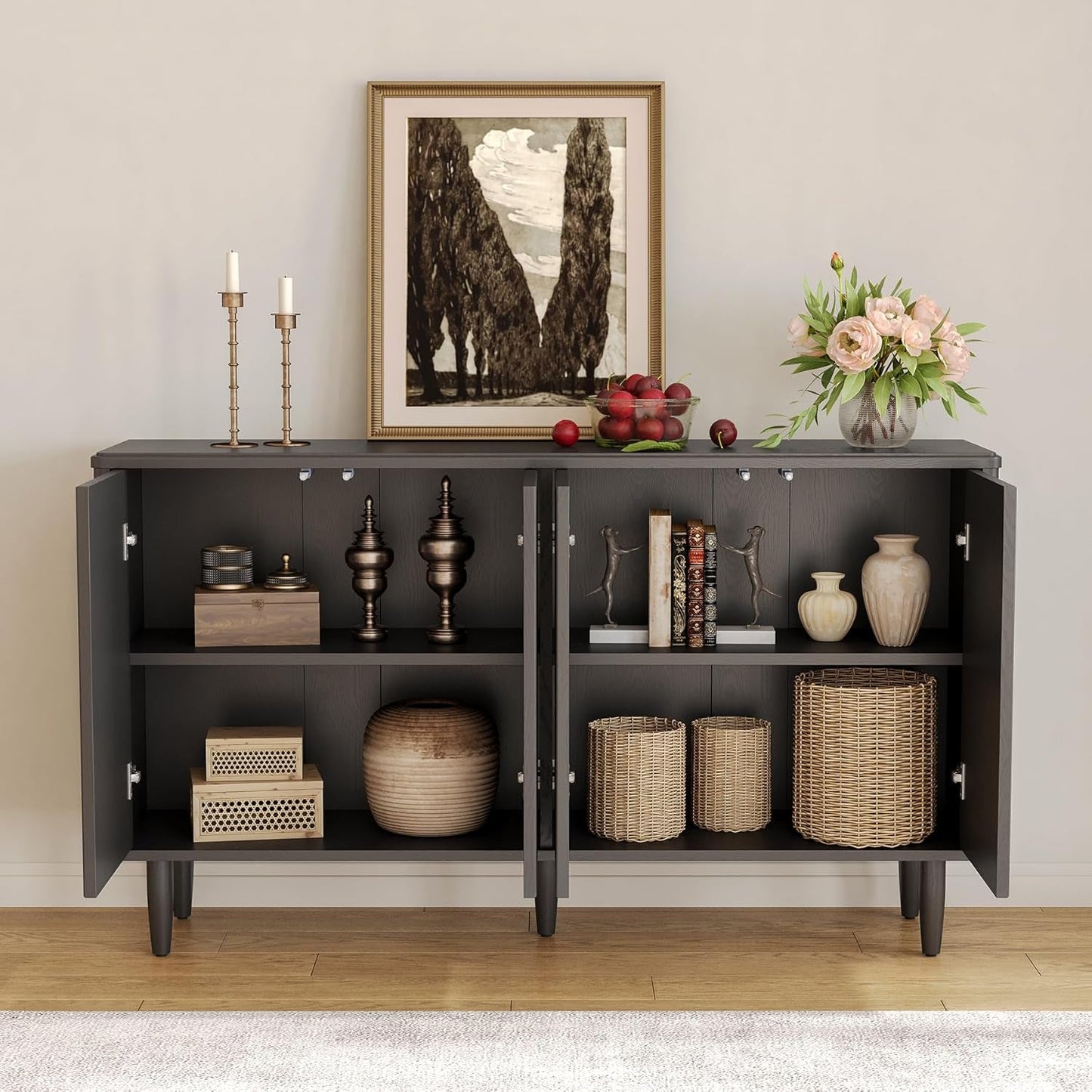 Modern Wooden 59-Inch Sideboard Buffet Table with Storage