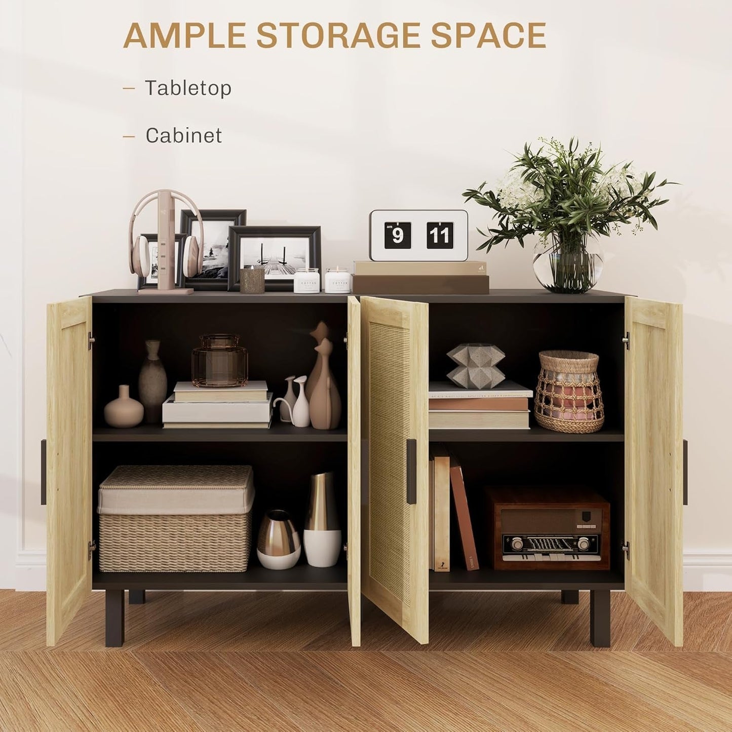 Wooden Coffee Bar Sideboard Cabinet