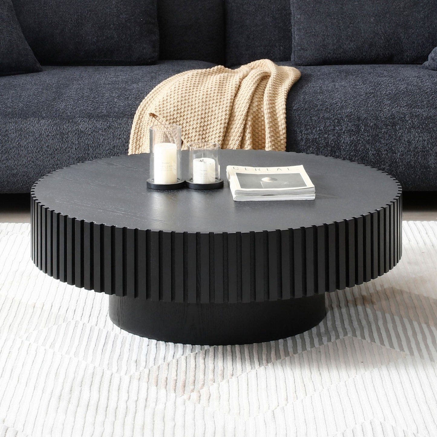 Black Nesting Round Wood Coffee Table