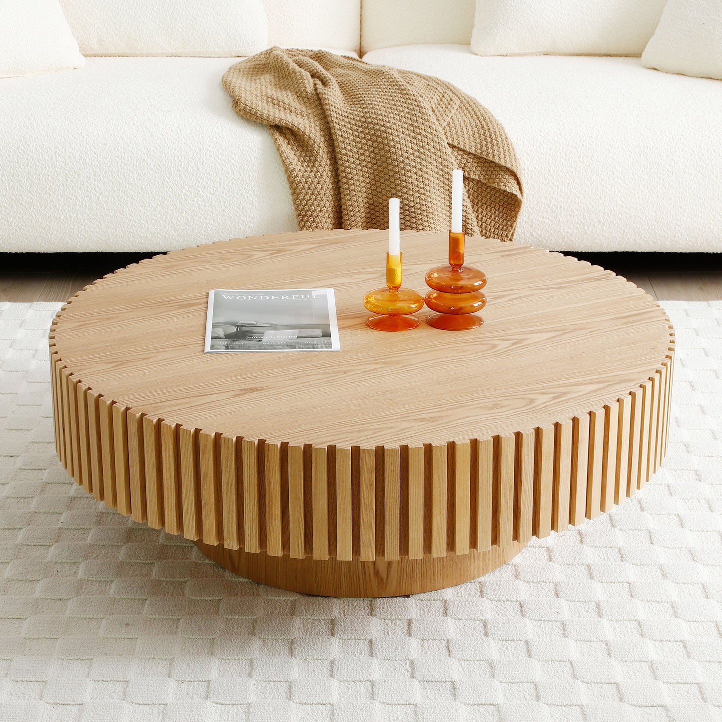 Round Wooden Accent Coffee Table