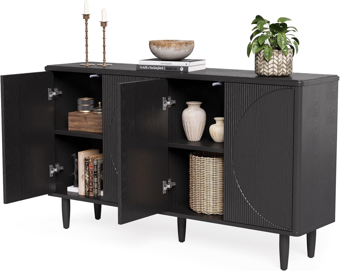 Modern Wooden 59-Inch Sideboard Buffet Table with Storage