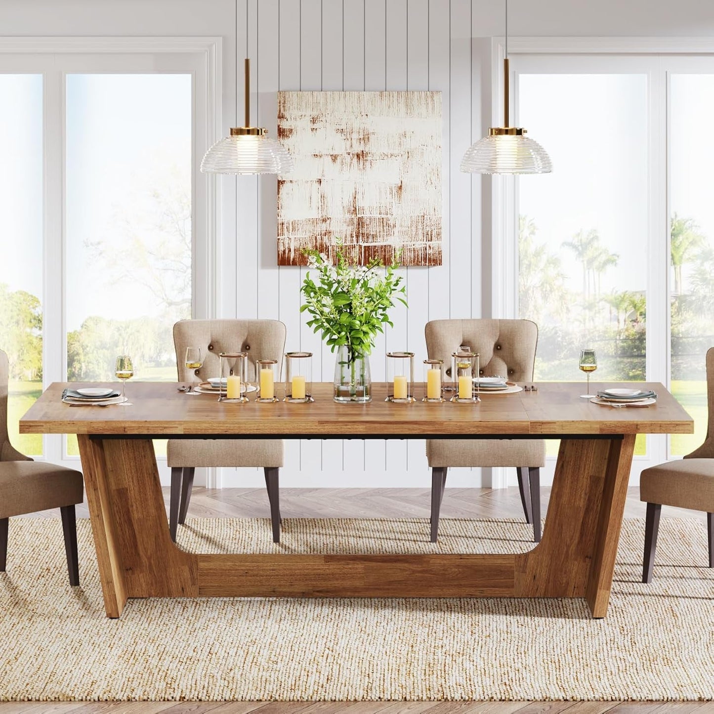 Large Solid Wood Dining Room Table