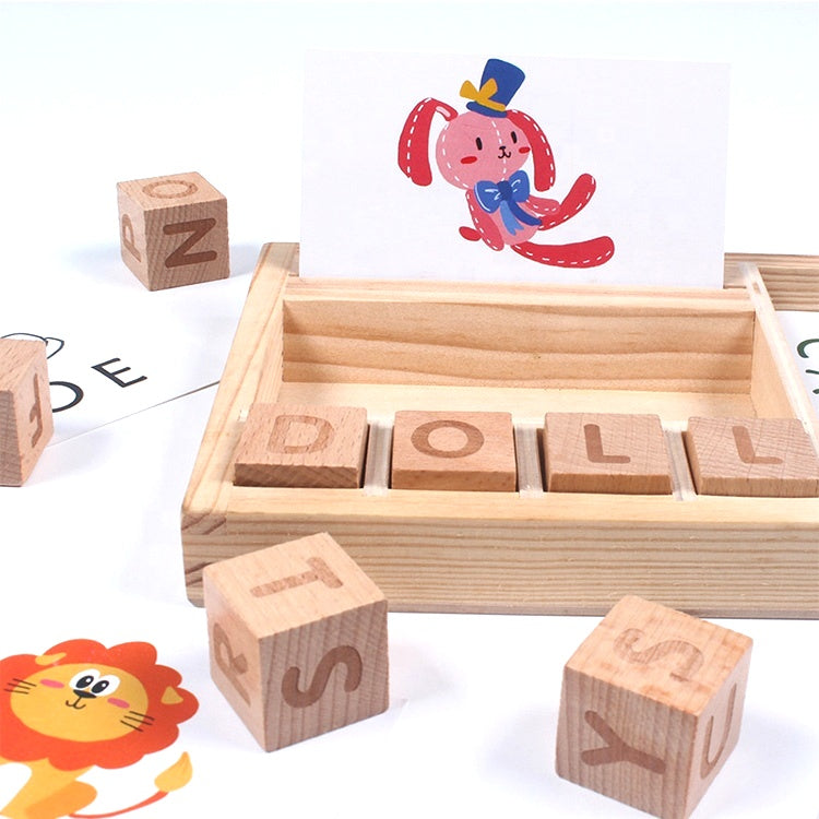 Wooden Alphabet Blocks & Flash Cards Kit