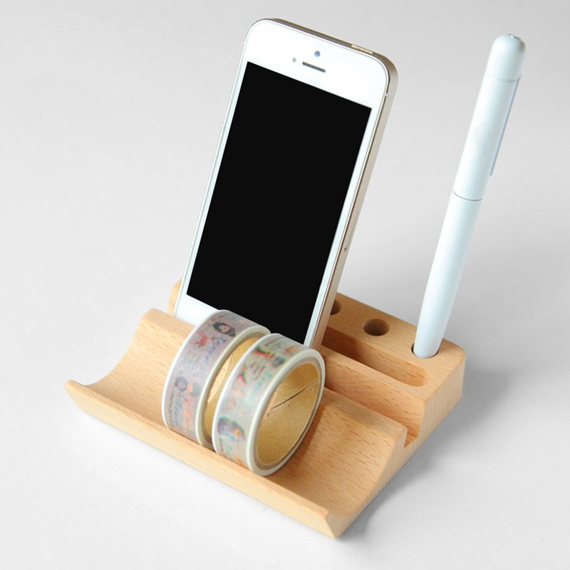 Natural Wood Multi-Device Holder