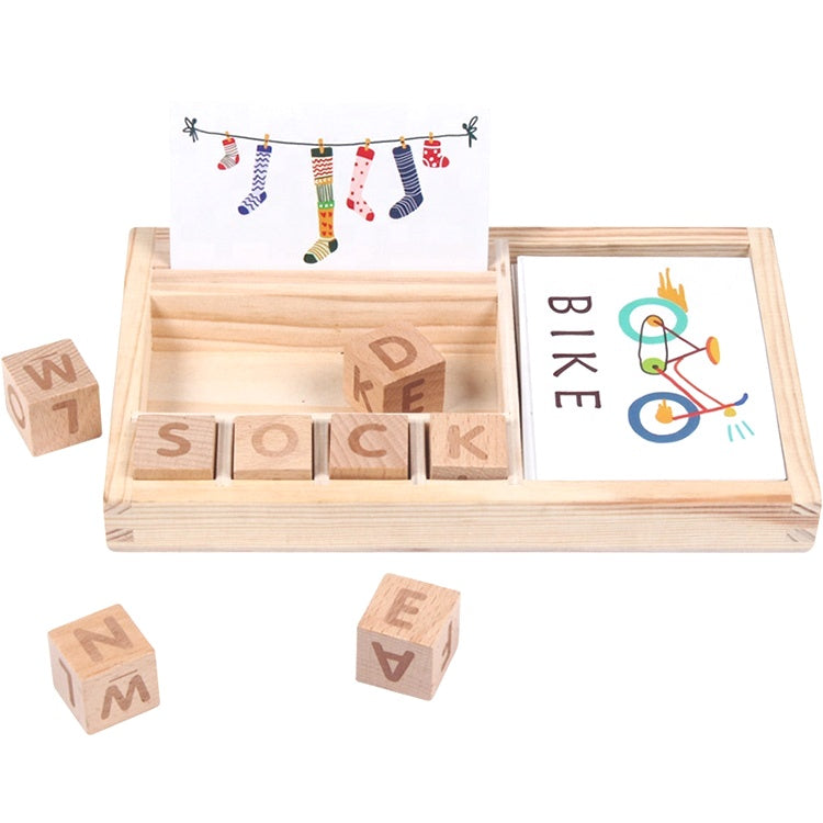 Wooden Alphabet Blocks & Flash Cards Kit