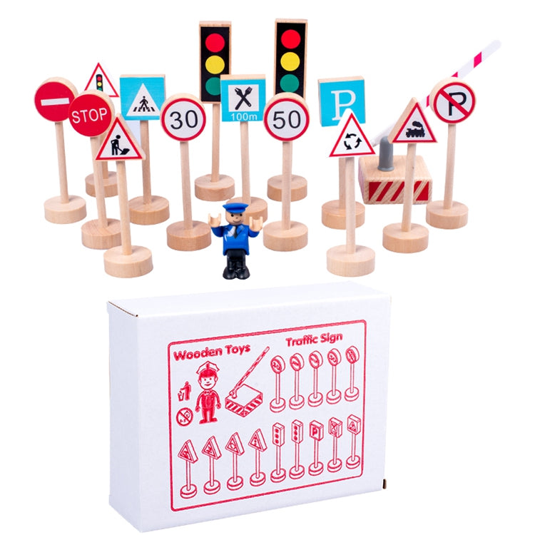 15 Piece Wooden Road Traffic Signs for Kids