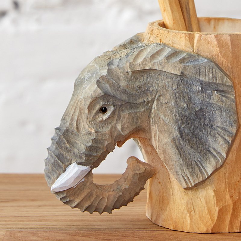 Wooden Elephant Desktop Cup