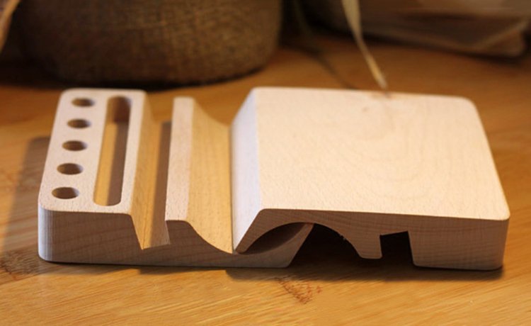 Natural Wood Multi-Device Holder