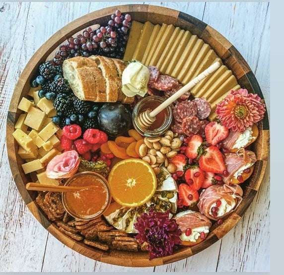 Round Acacia Wood Charcuterie/Serving Tray