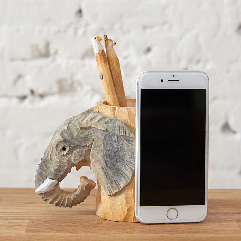 Wooden Elephant Desktop Cup