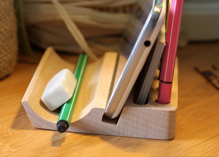 Natural Wood Multi-Device Holder