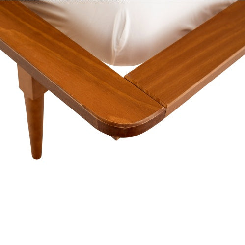 Mid-Century Modern Solid Wood Queen Platform Bed Frame With Spindle