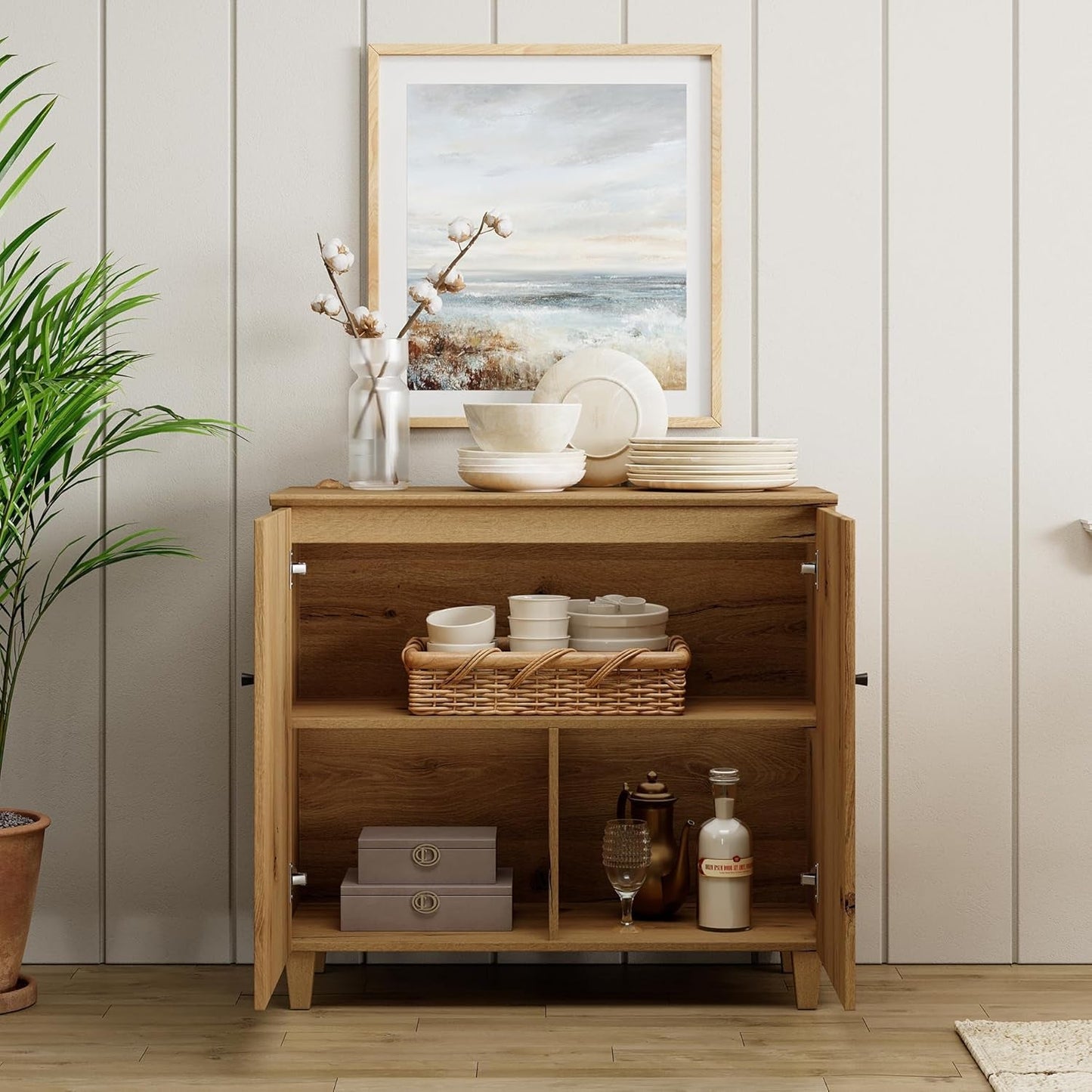 Modern Oak Brown 35" Sideboard