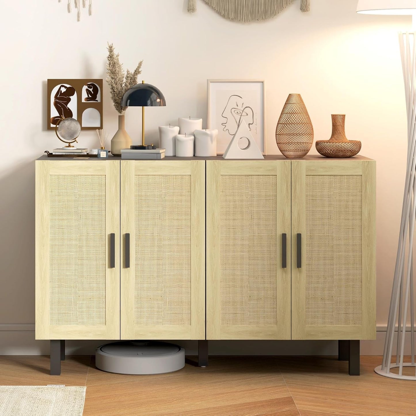 Wooden Coffee Bar Sideboard Cabinet