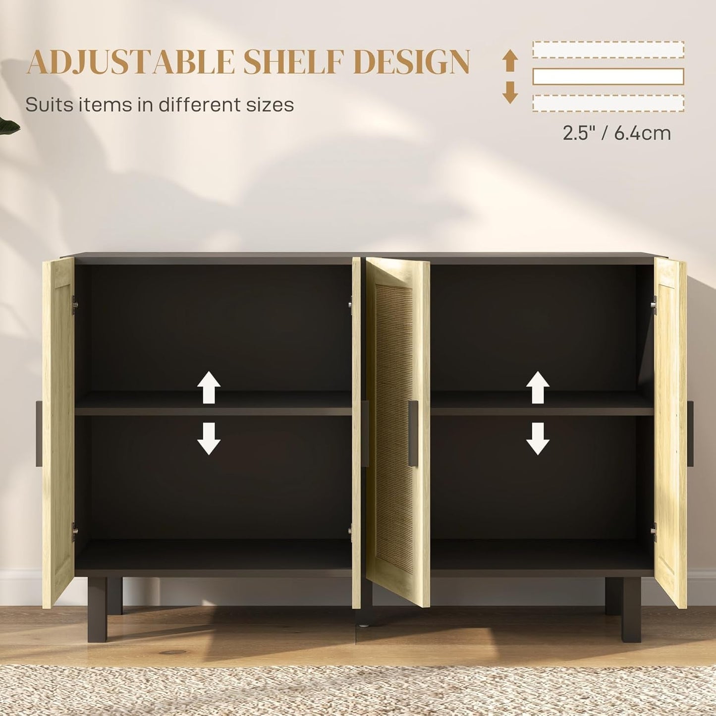 Wooden Coffee Bar Sideboard Cabinet