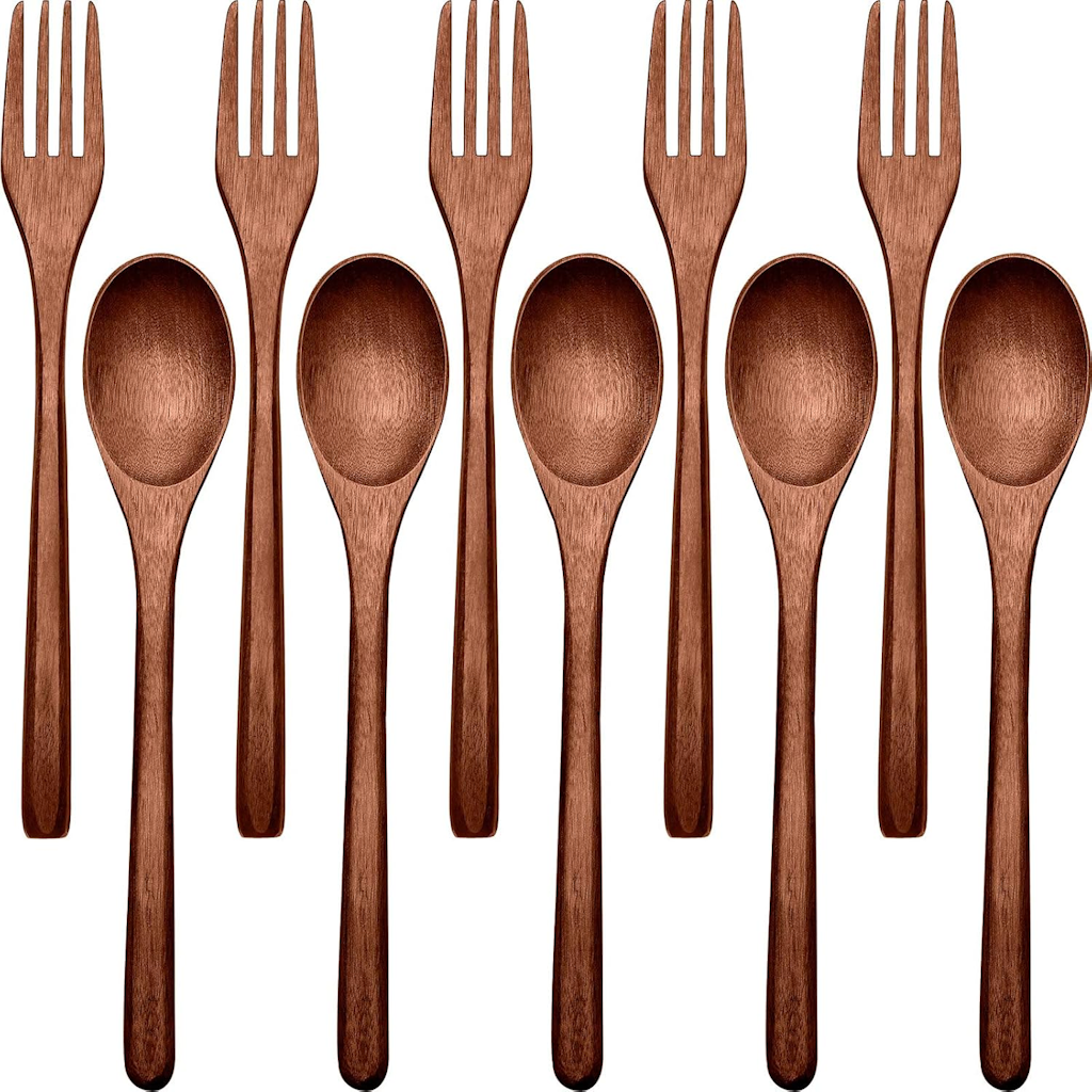Handmade Wooden Spoons & Forks Set Of 10 Size 8.9 Inch