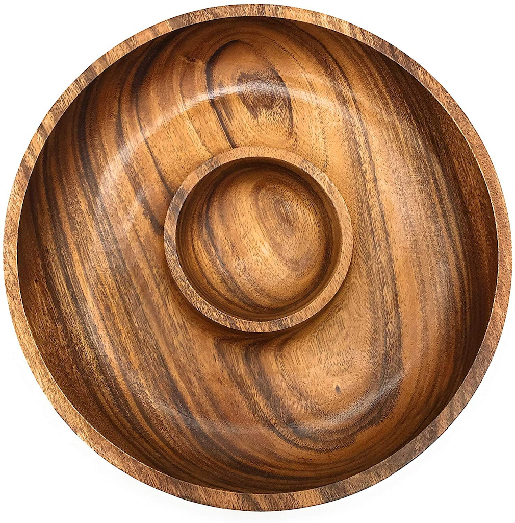 Handmade Wooden Chip and Dip Bowl