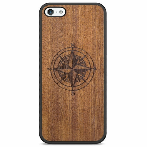 Mahogany Wood Compass Phone Case