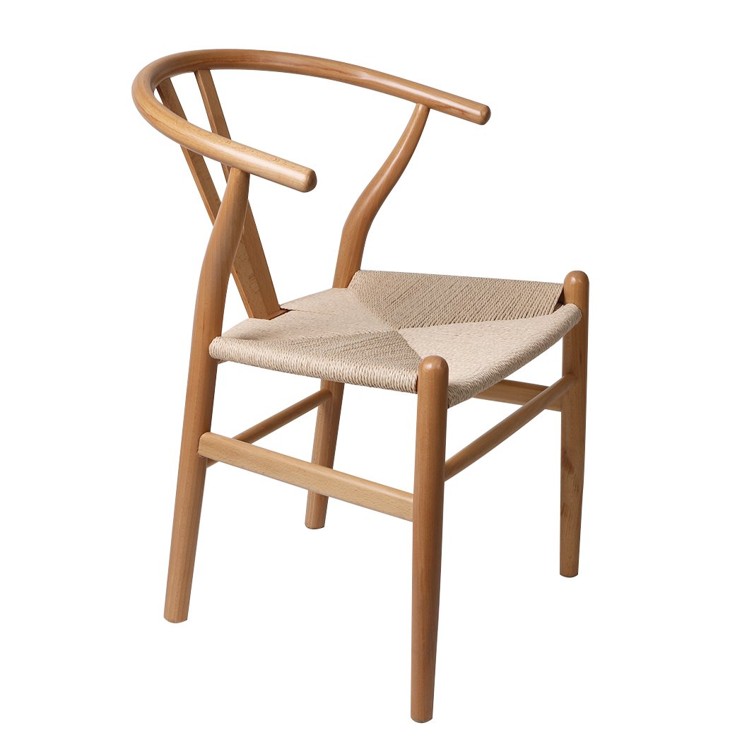 Wooden Dining Chairs With Rattan Seat - Set of 2