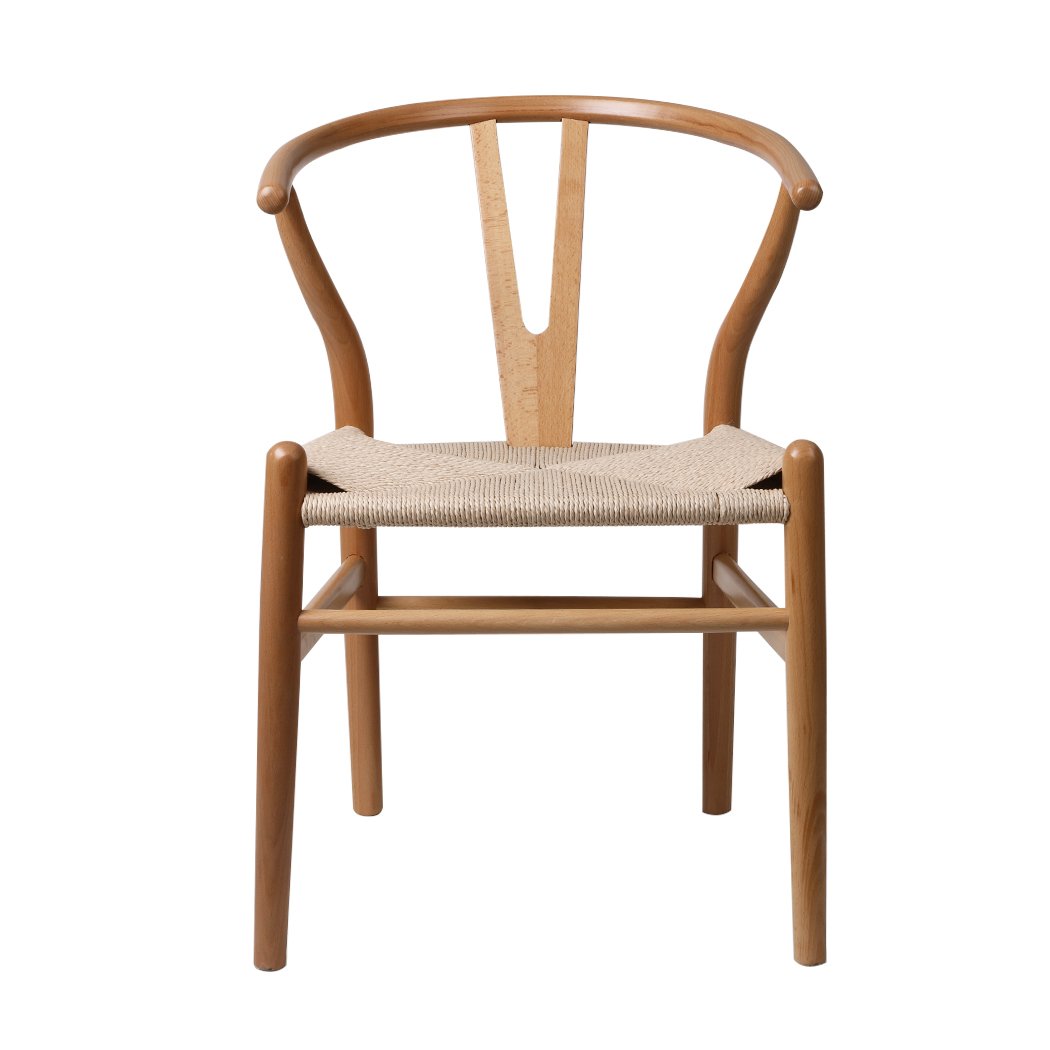 Wooden Dining Chairs With Rattan Seat - Set of 2