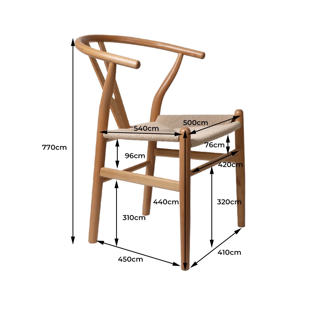 Wooden Dining Chairs With Rattan Seat - Set of 2