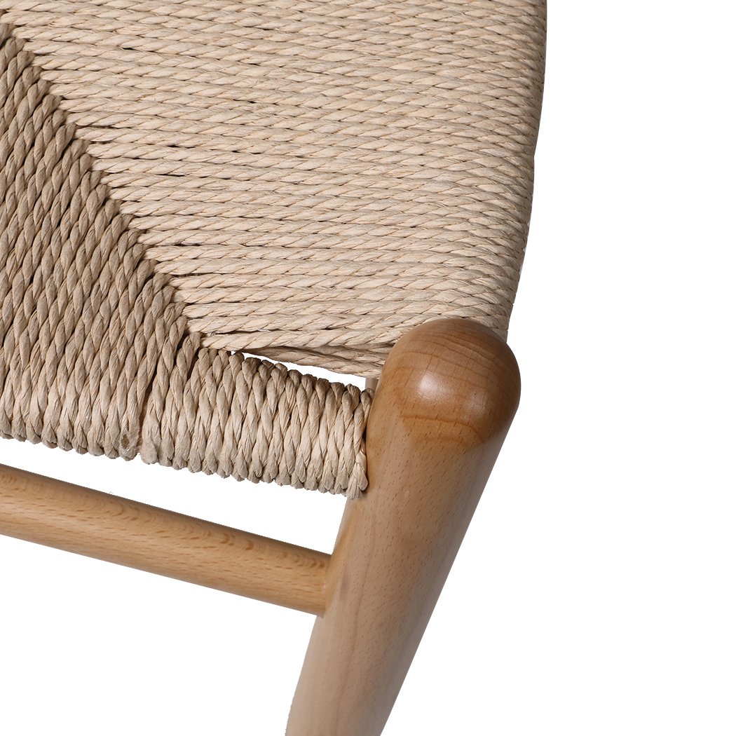 Wooden Dining Chairs With Rattan Seat - Set of 2