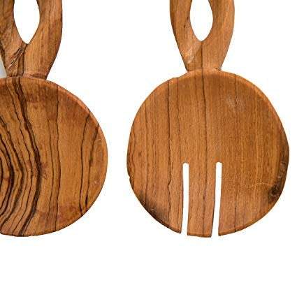 Handcrafted Olive Wood Traditional Twisted Salad Spoons